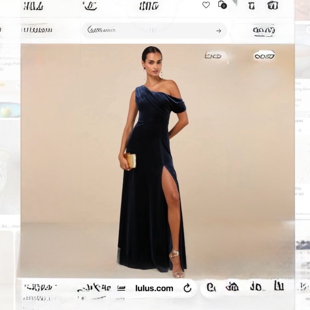 Beautiful Lulu's Coveted Confidential Navy Blue Velvet Maxi Dress.